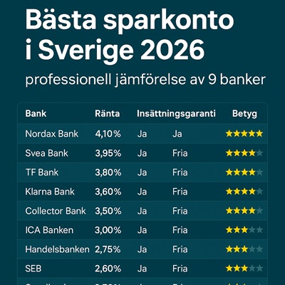 Bästa sparkonto 2026 – hög ränta